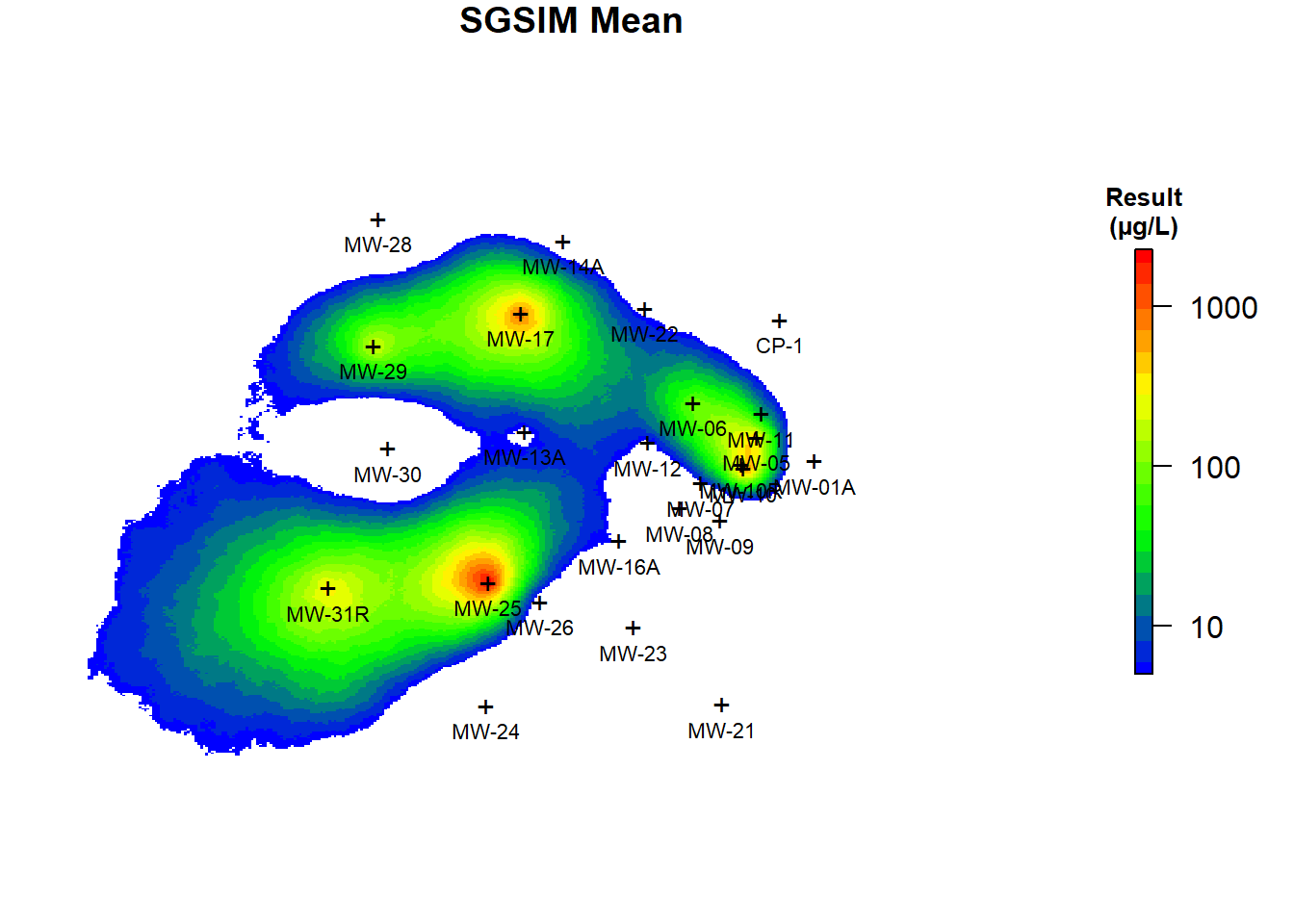 Conditional Mean and Median Benzene Concentrations Using SGSIM