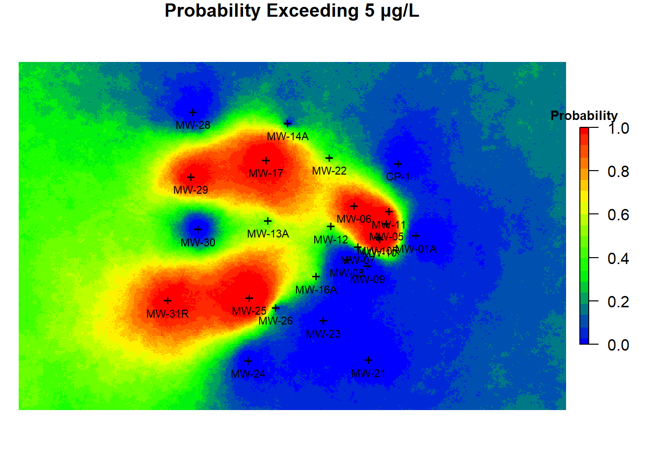 Benzene Probability of Exceedance Map Using SGSIM